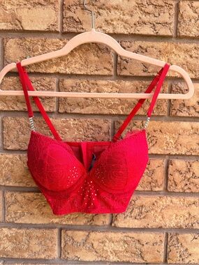💫4/$25 • La Senza Crimson Red Floral Lace Push Up Bralette